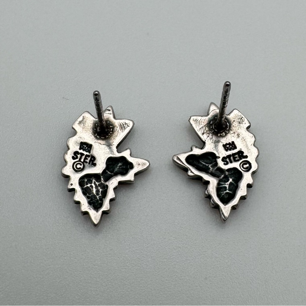 Sterling Silver 925 Leaf Cluster Stud Earrings - image 3